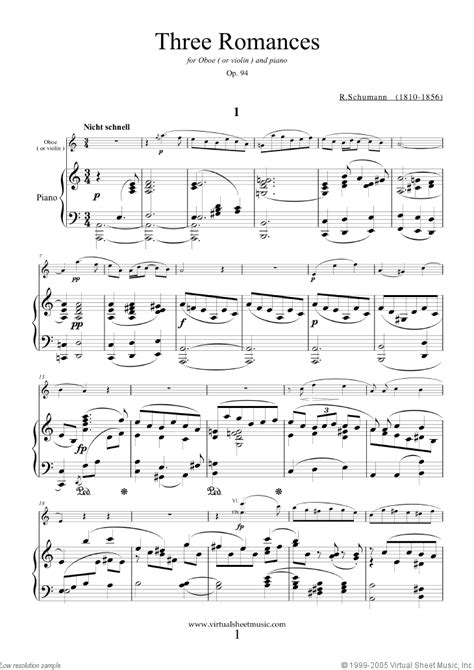 Three Romances, Op. 94 For Oboe (Flute) And Piano